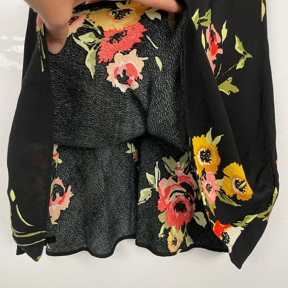 Free People Neon Garden Black Floral Whimsygoth Fairycore Flirty Mini Dress - Picture 9 of 12